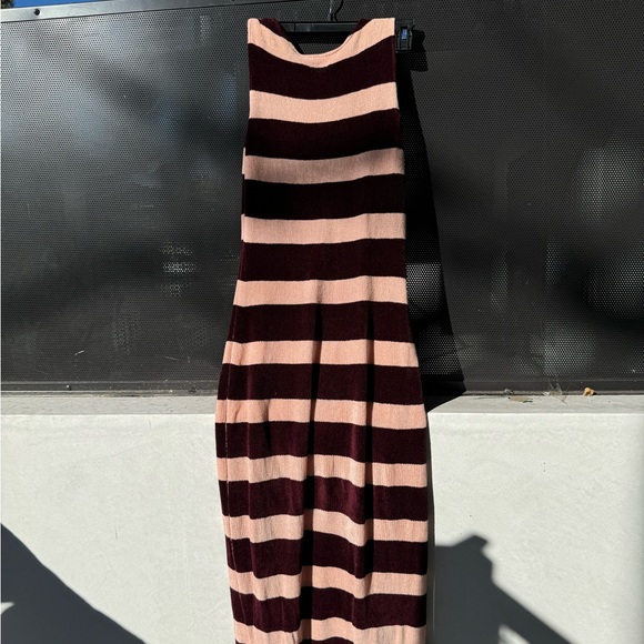 Marni Pink Burgundy Striped Chenille Knit Slit Maxi Dress - Picture 4 of 7